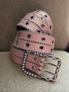 Fabulous Studded Rhinestone Buckle Leather Belt